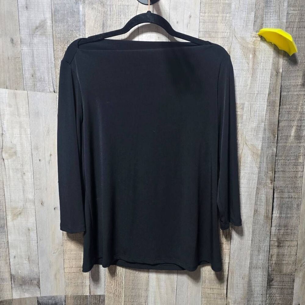 Clara Sun Woo Black Boat Neck Blouse Large Minimalist Office Casual Basic Neutra